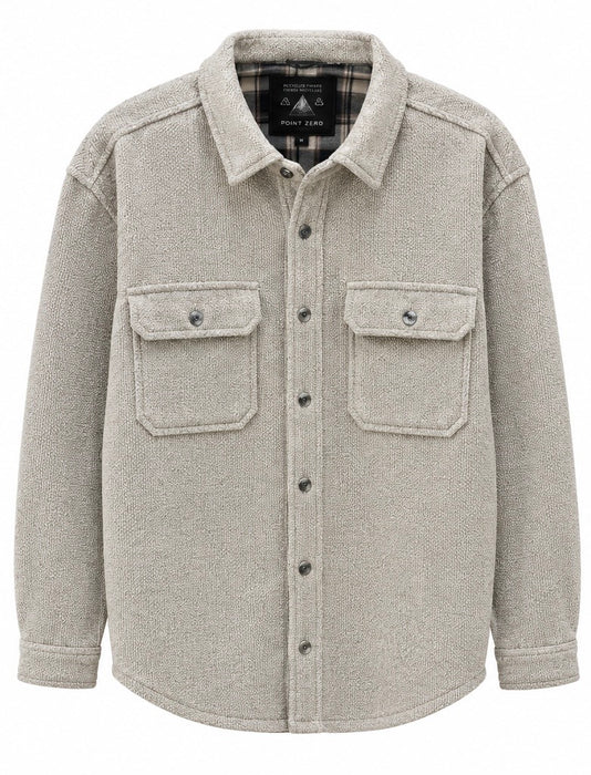 Men’s Point Zero Textured Button-Up Shirt Jacket – Beige