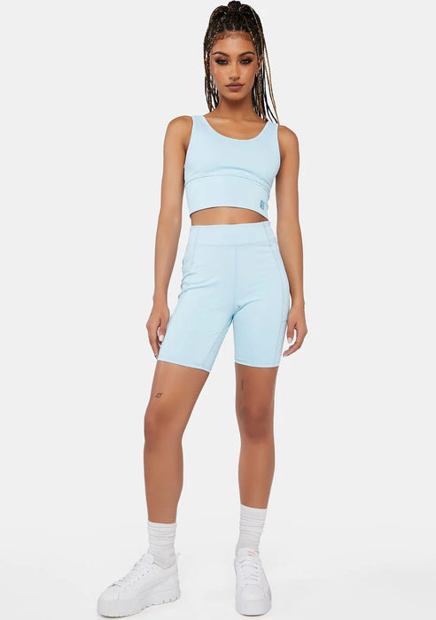 FILA Stretchy Sports Bra Crop Top – Light Blue