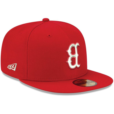 New Era - MEN'S RED BOSTON LOGO WHITE 59FIFTY FITTED HAT RED