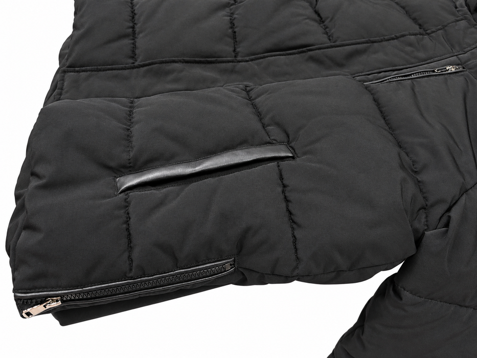Canadian Weather – Black Quilted Puffer Jacket with Faux Fur Hood