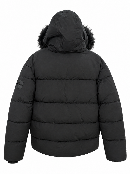 Canadian Weather – Black Quilted Puffer Jacket with Faux Fur Hood