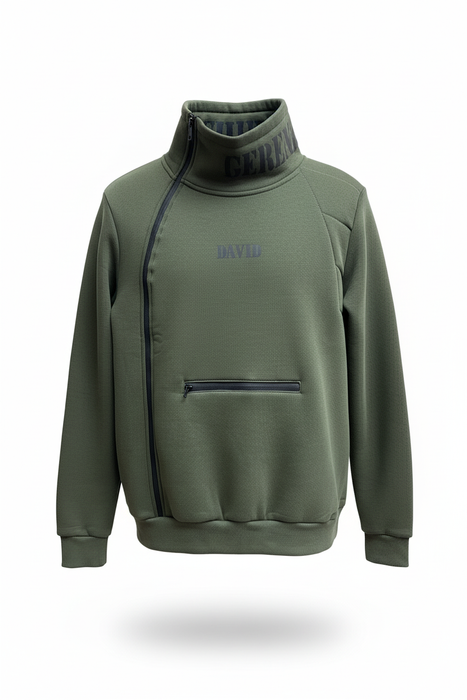 Men's Green Three-Quarter Zip Sweatshirt (ou 3/4 Zip)