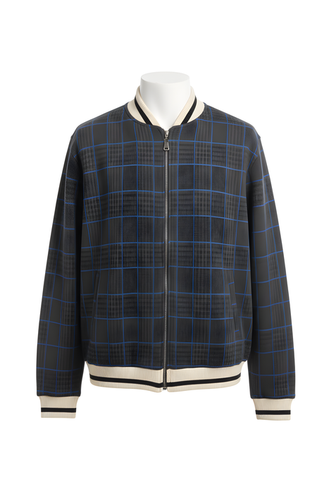 Plaid jacket with a white collar on a white background