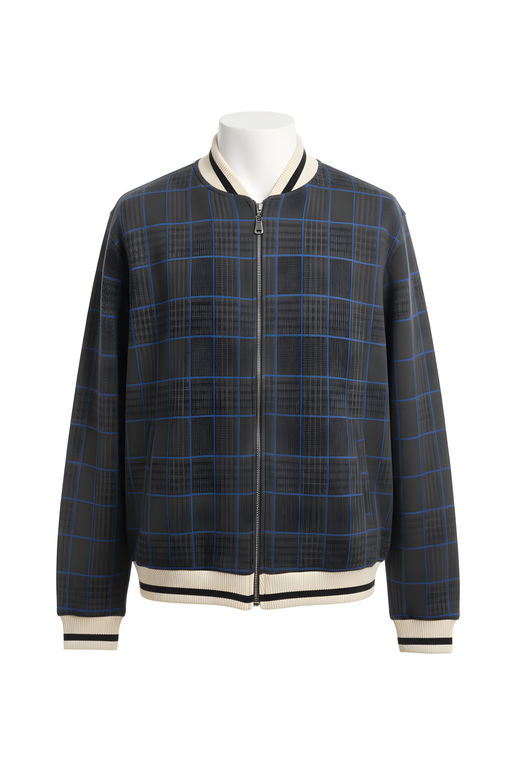Plaid jacket with a white collar on a white background