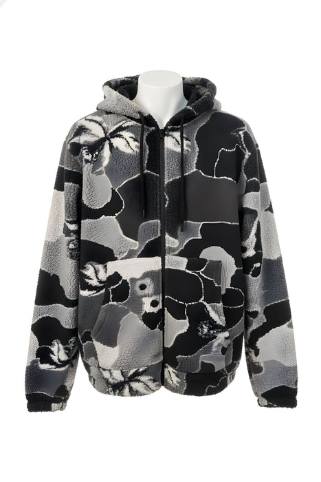 Mono Abstract Sherpa Zip Hoodie