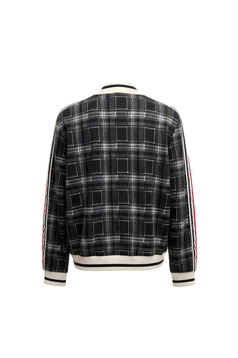 Black Grey Plaid Bomber Jacket