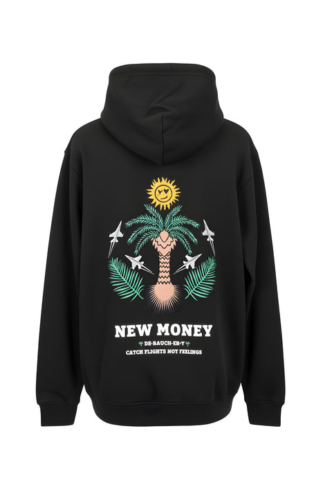 Black Palm Print Hoodie