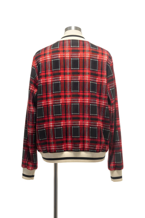 Red Plaid Bomber Jacket