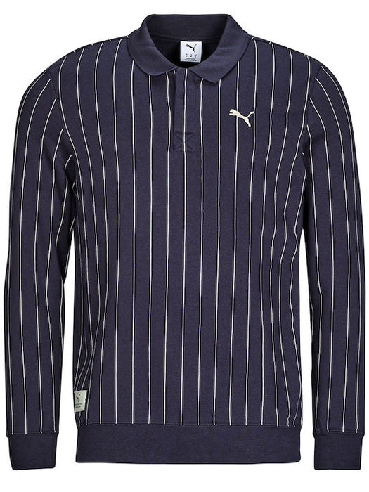 PUMA - Men's Class Polo Long Sleeve Blouse Navy Blue