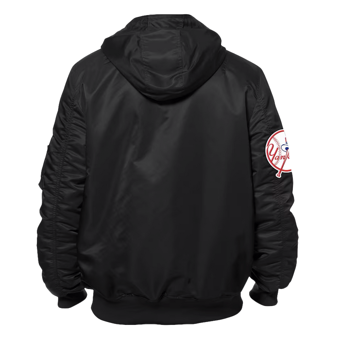 New York Yankees New Era x Alpha Industries Current Day Full-Zip Hooded Nylon Bomber Jacket - Black